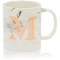 Rose Gold Letter M Monogram Mug, White Marble Ceramic Coffee Cup (11 oz)